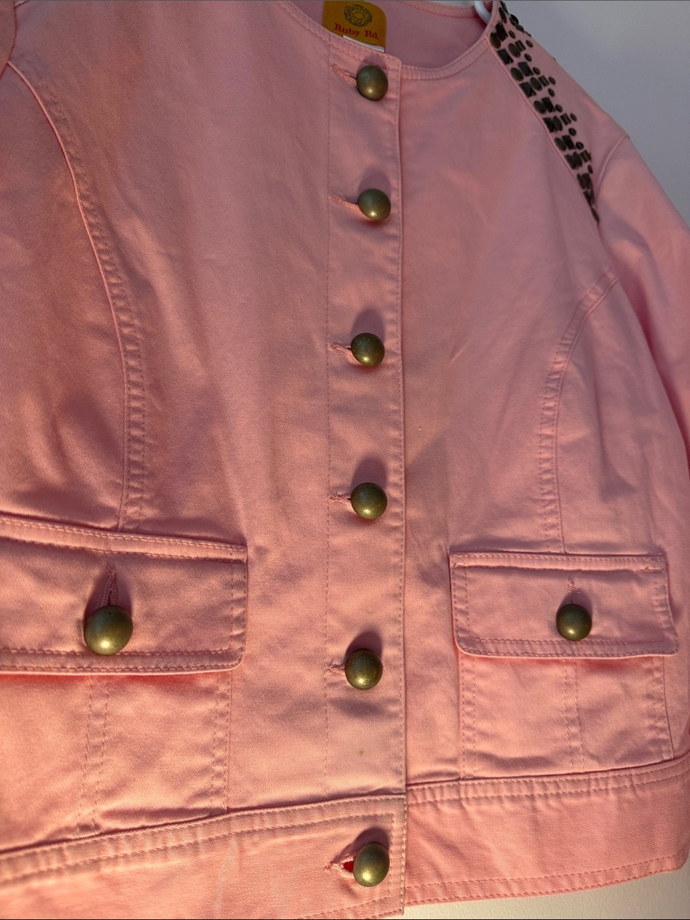 Ruby Rd. Pink Stud-Embellished Utility Jacket - Picture 6 of 7